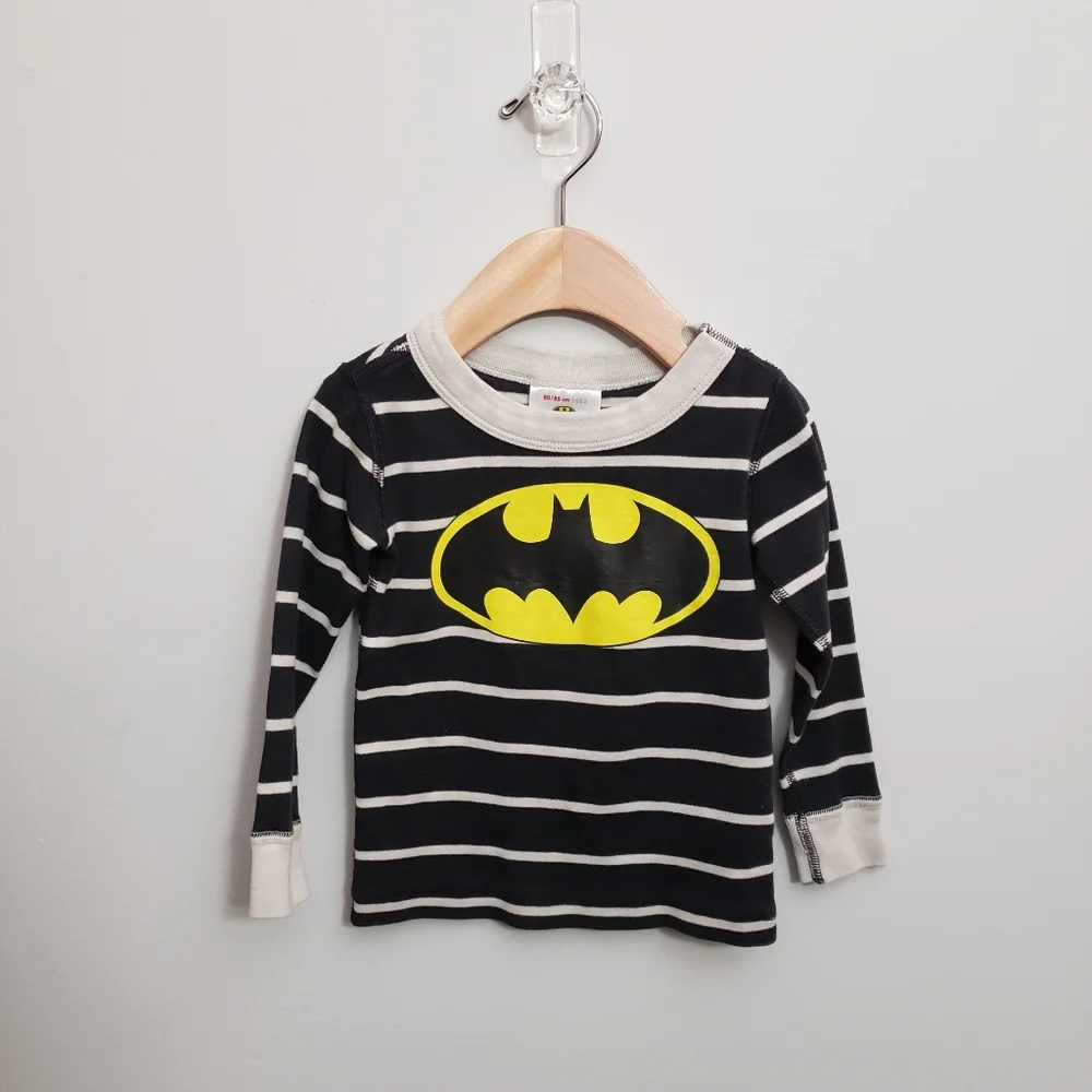 Hanna Andersson 2T Toddler Batman Striped Organic Cotton Pajama Top
